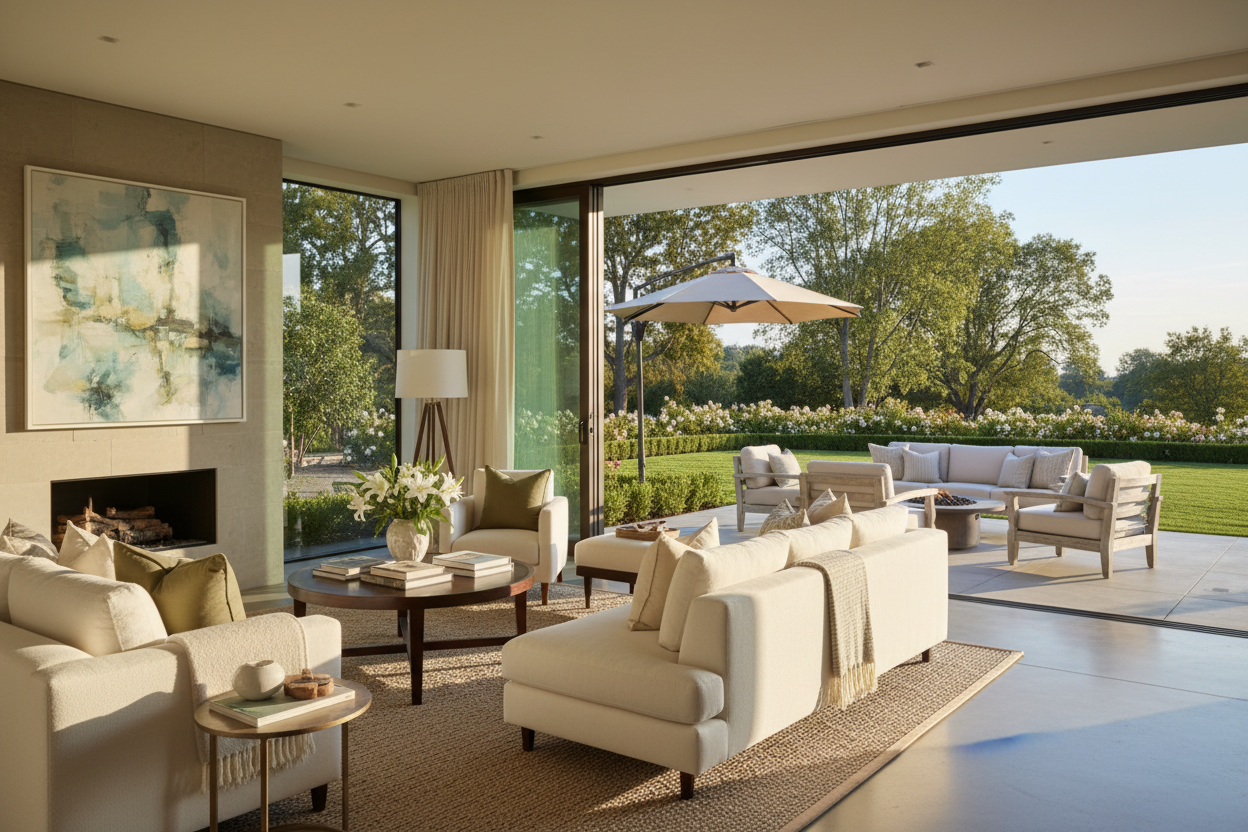 Home furniture with lawn view